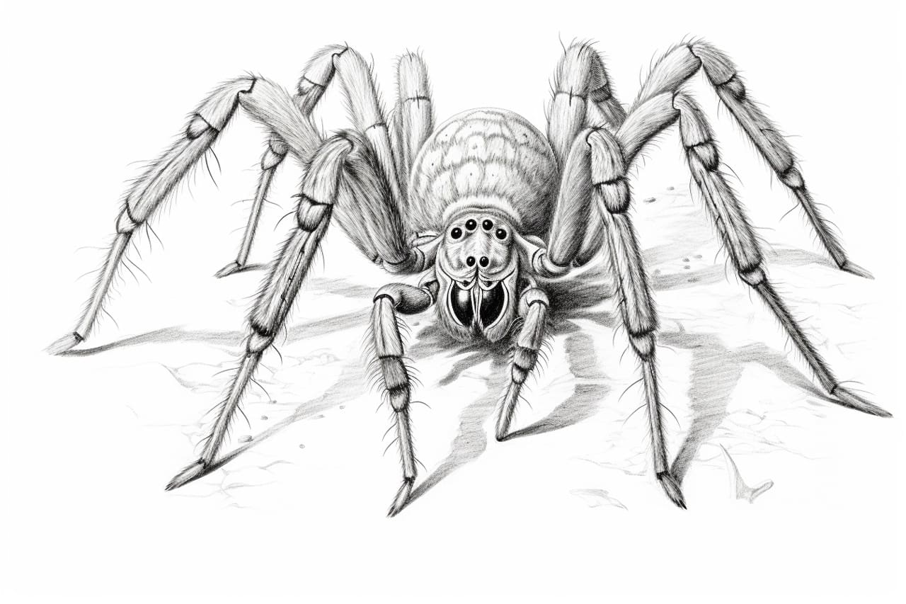 how to draw a wolf spider