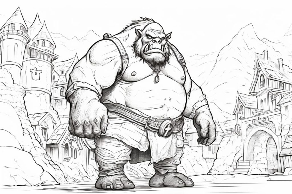 ogre in front of a castle