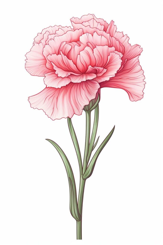 color sketch of a carnation flower