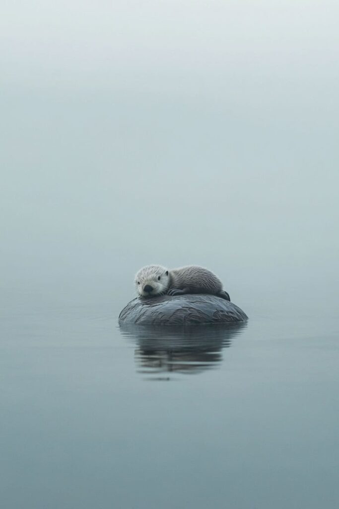 baby sea otter resting