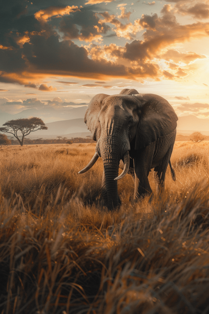 African elephant walking in the savanna