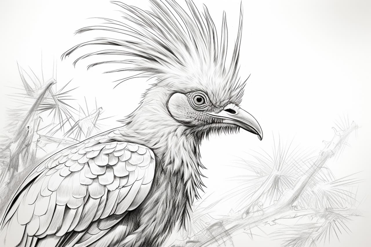 how to draw a hoatzin