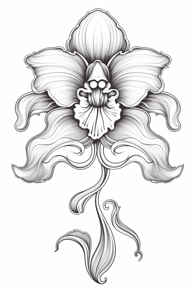 drawing of an orchid