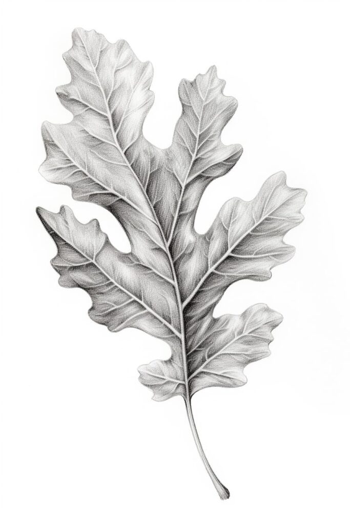 sketch of an oak leaf