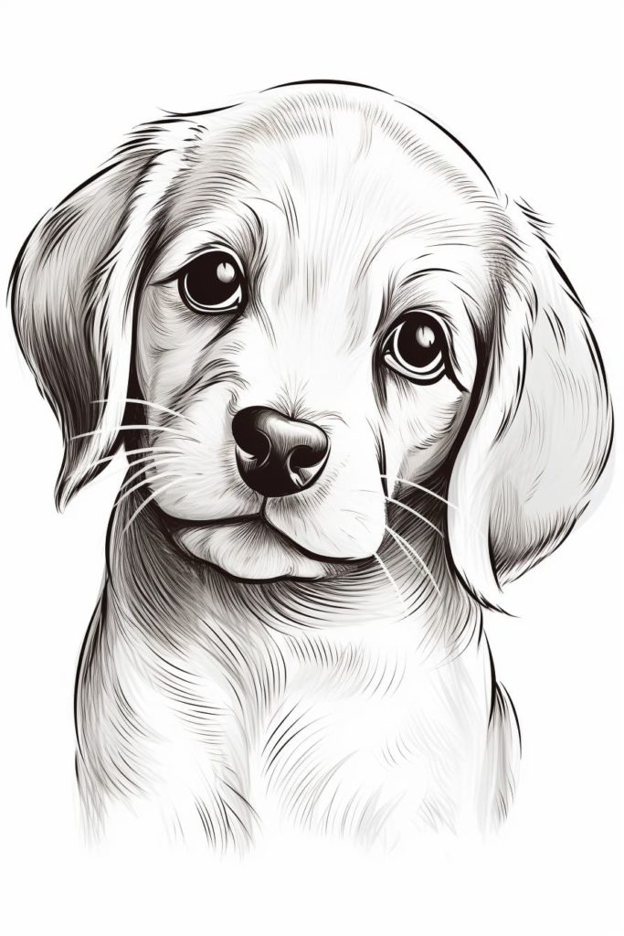 sketch of an adorable puppy face