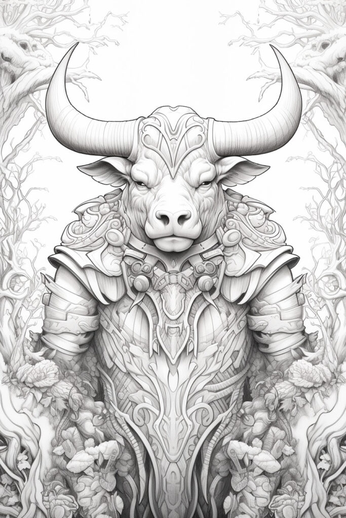 fantasy ox in magic armor