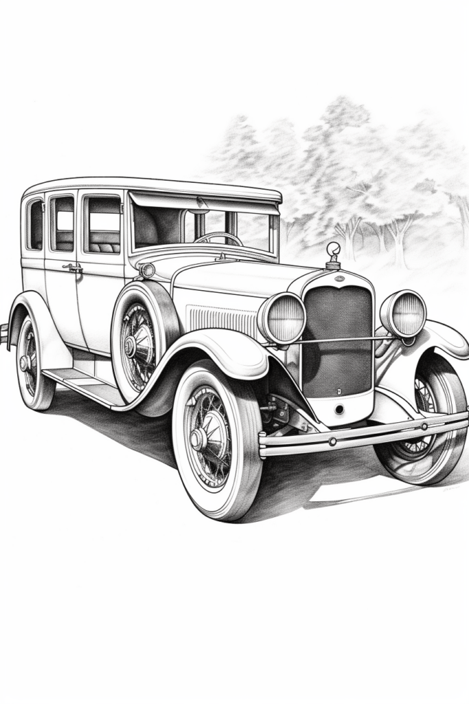 sketch of an old car