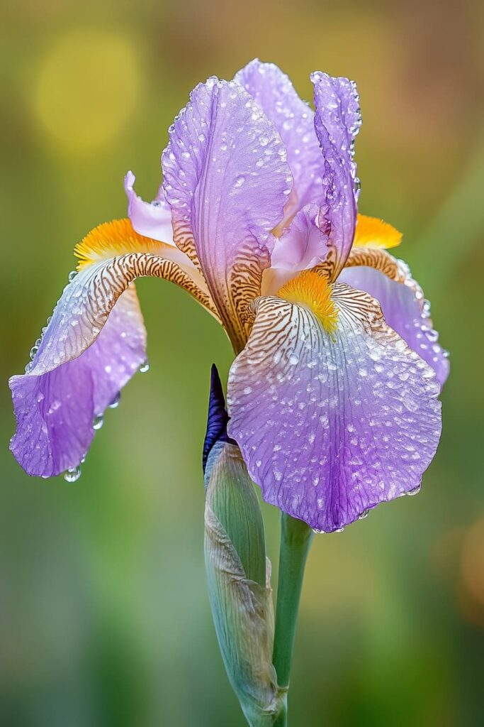 close up of an iris flower outdoors