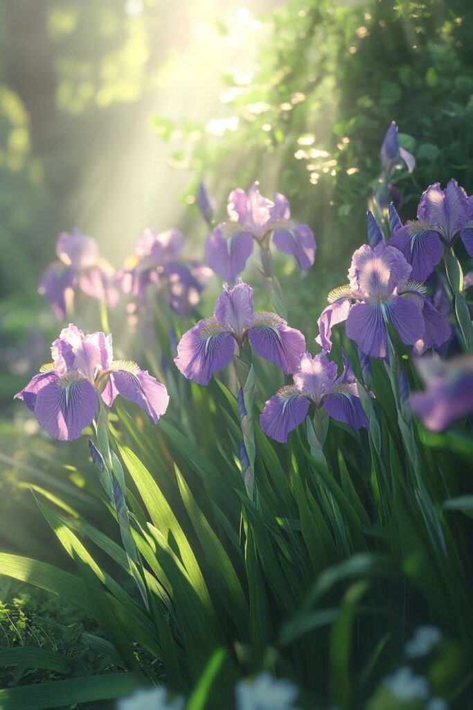 iris flowers in the sun