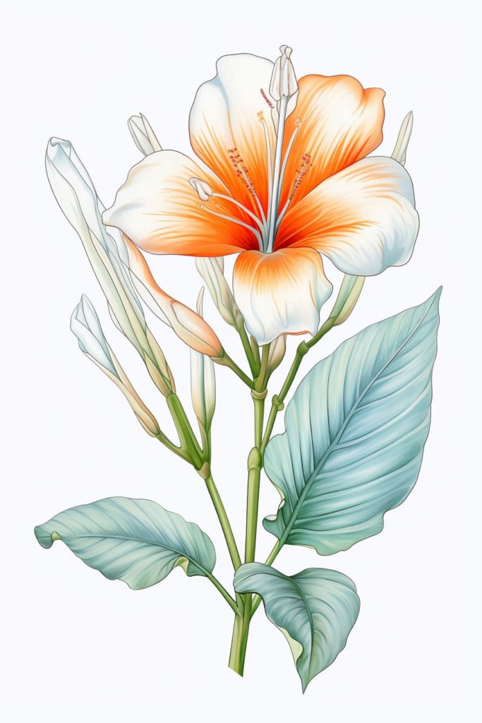 drawing of a tropical flower