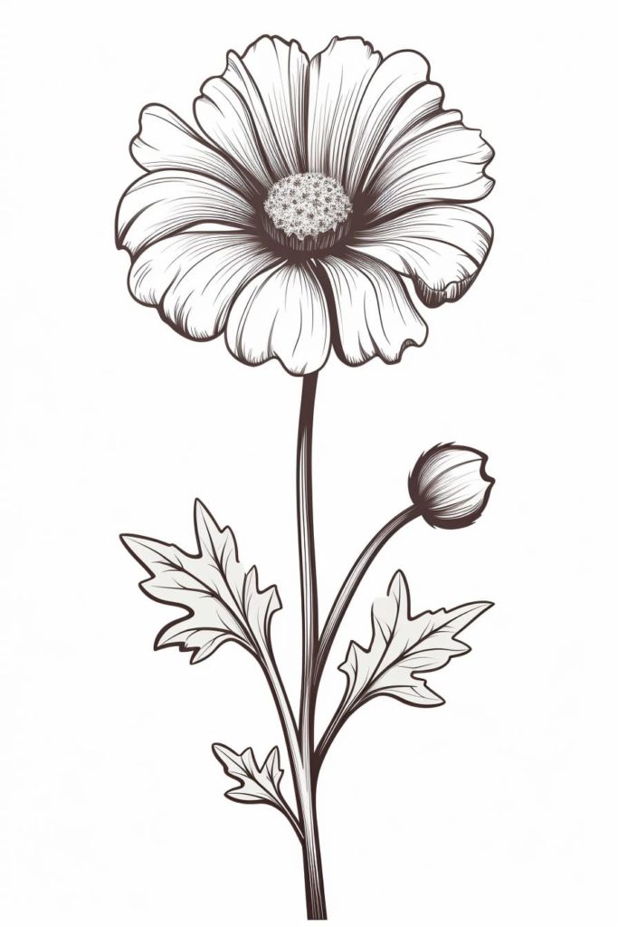 cute flower in black and white