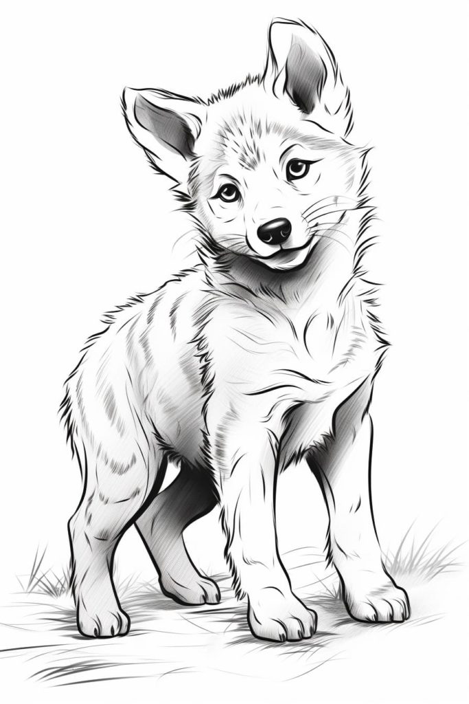 adorable wolf pup drawing