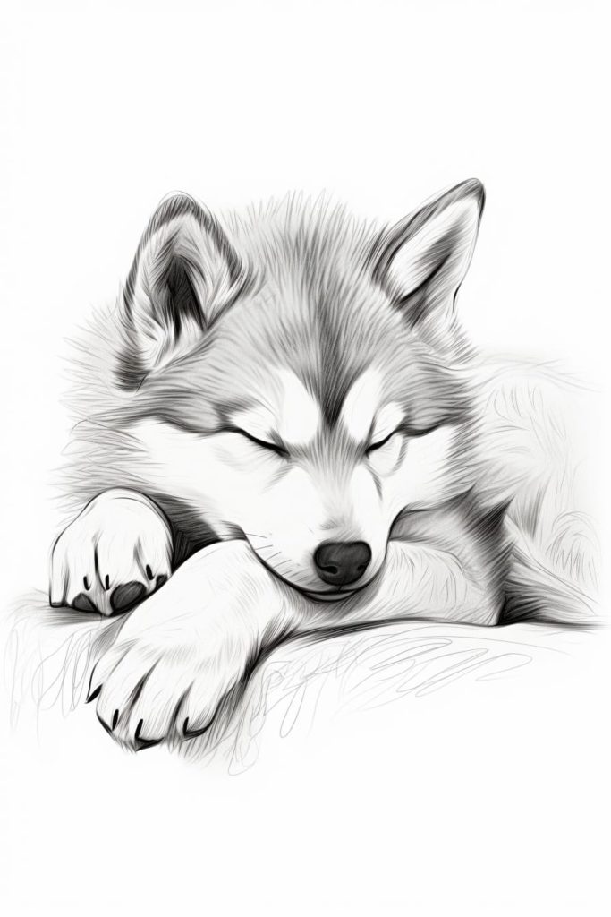 sleeping wolf pup