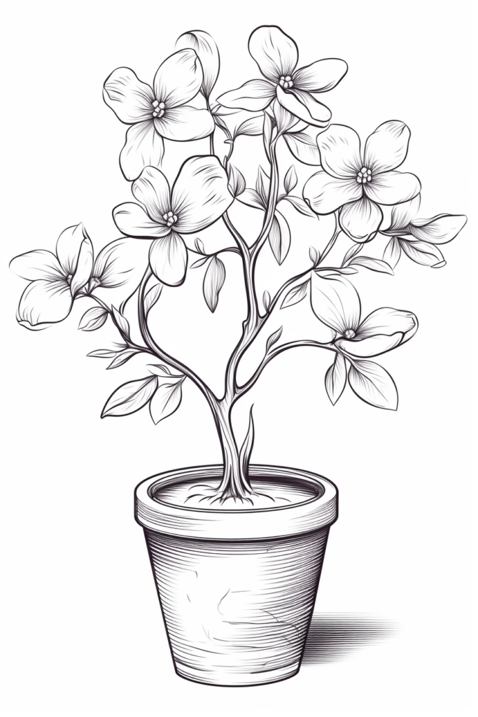 dogwood flowers in a pot