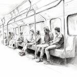 People sitting inside a subway car