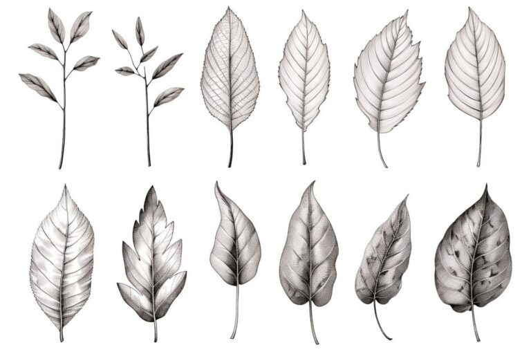 Leaf Studies - Black and White Sketches