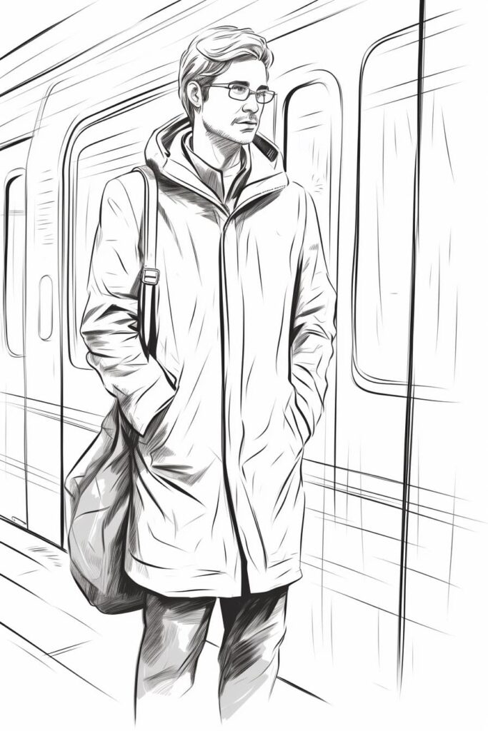 man waiting for the subway