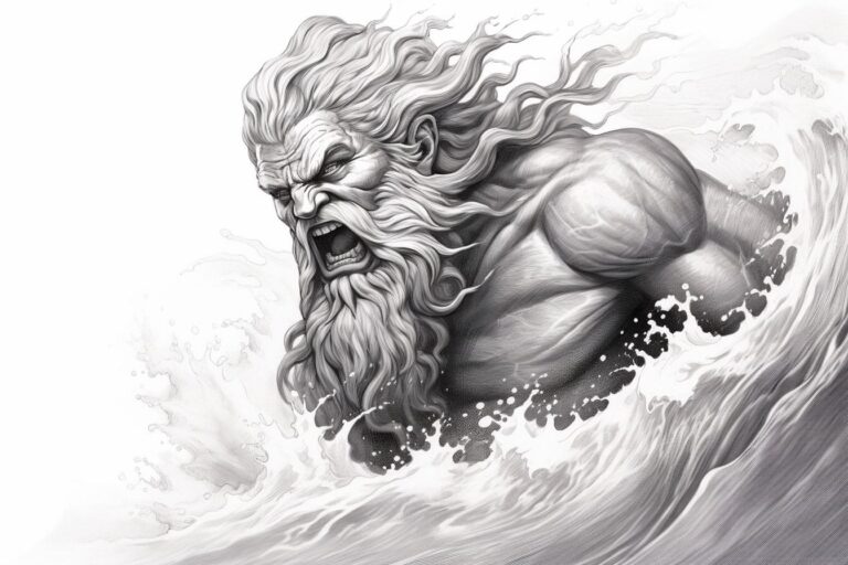 Drawing Poseidon - Angry Waves