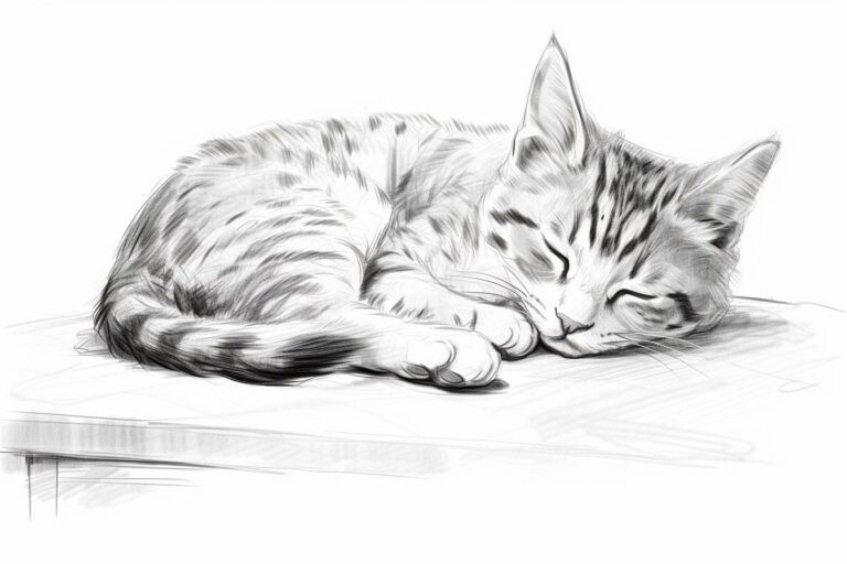 Sleeping Cat on a Drawing Table