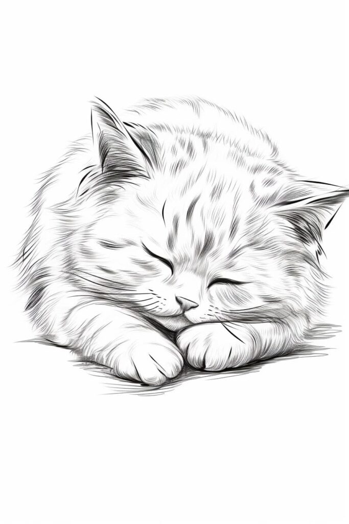 sleeping cat sketch