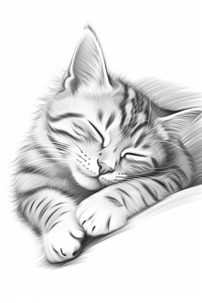 drawing of a sleeping cat