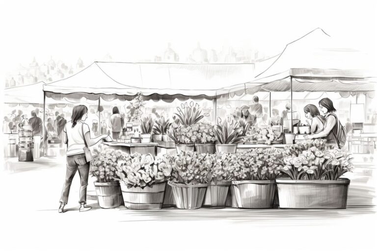 Sketching at a Flower Market