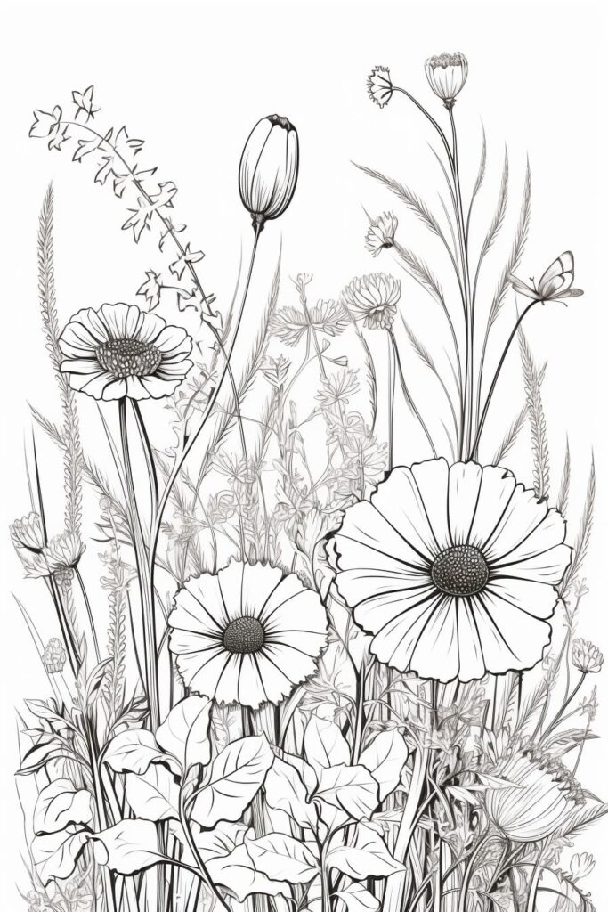 sketch of wildflowers